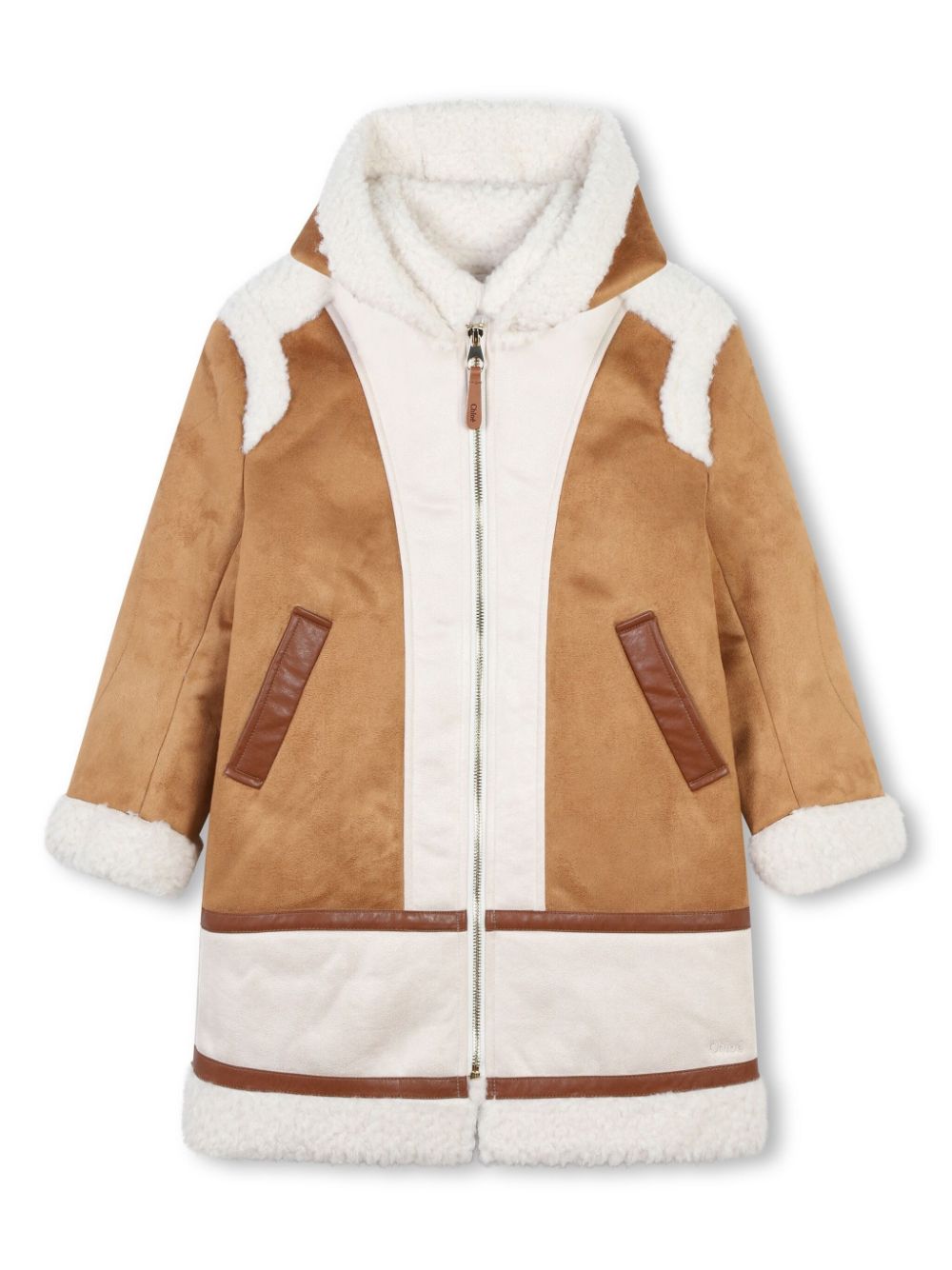 Faux-suede coat - Neutrals