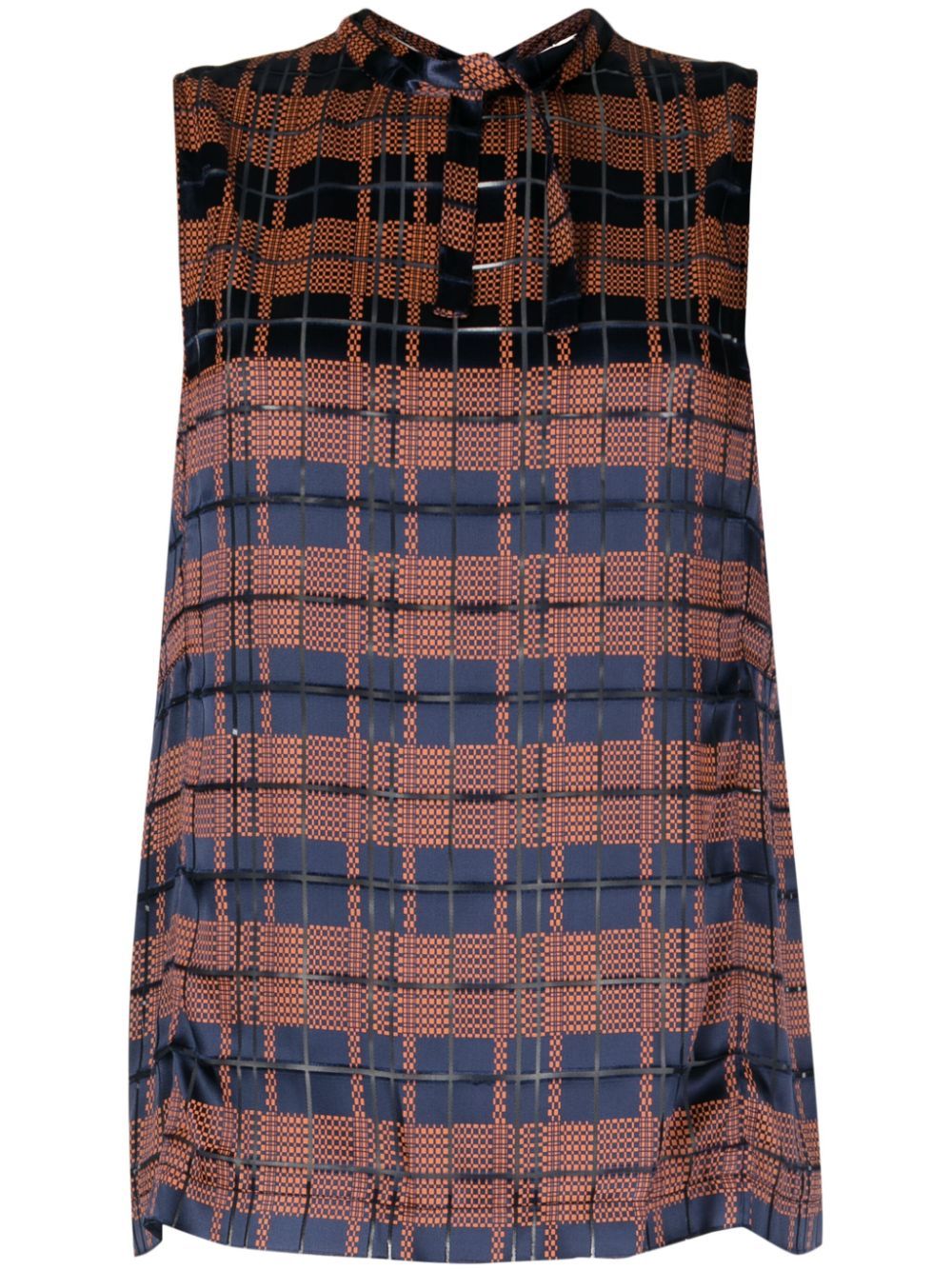 Hester checkered satin top - Blue