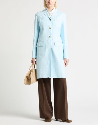Woman Overcoat & Trench Coat Sky blue Size 4 Cotton, Polyamide