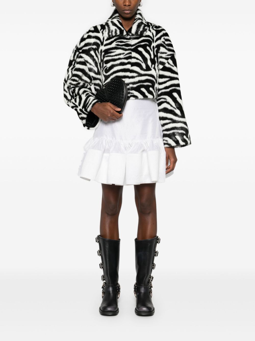 Zebra-print faux-fur jacket - Black
