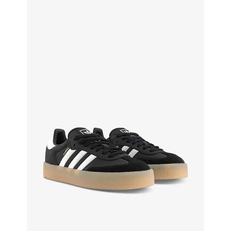 Womens Black Black White Sambae Leather Low-top Trainers 3.5