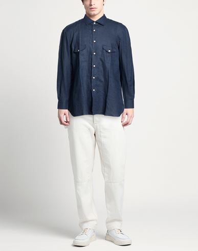 Man Shirt Navy Size 15 Linen
