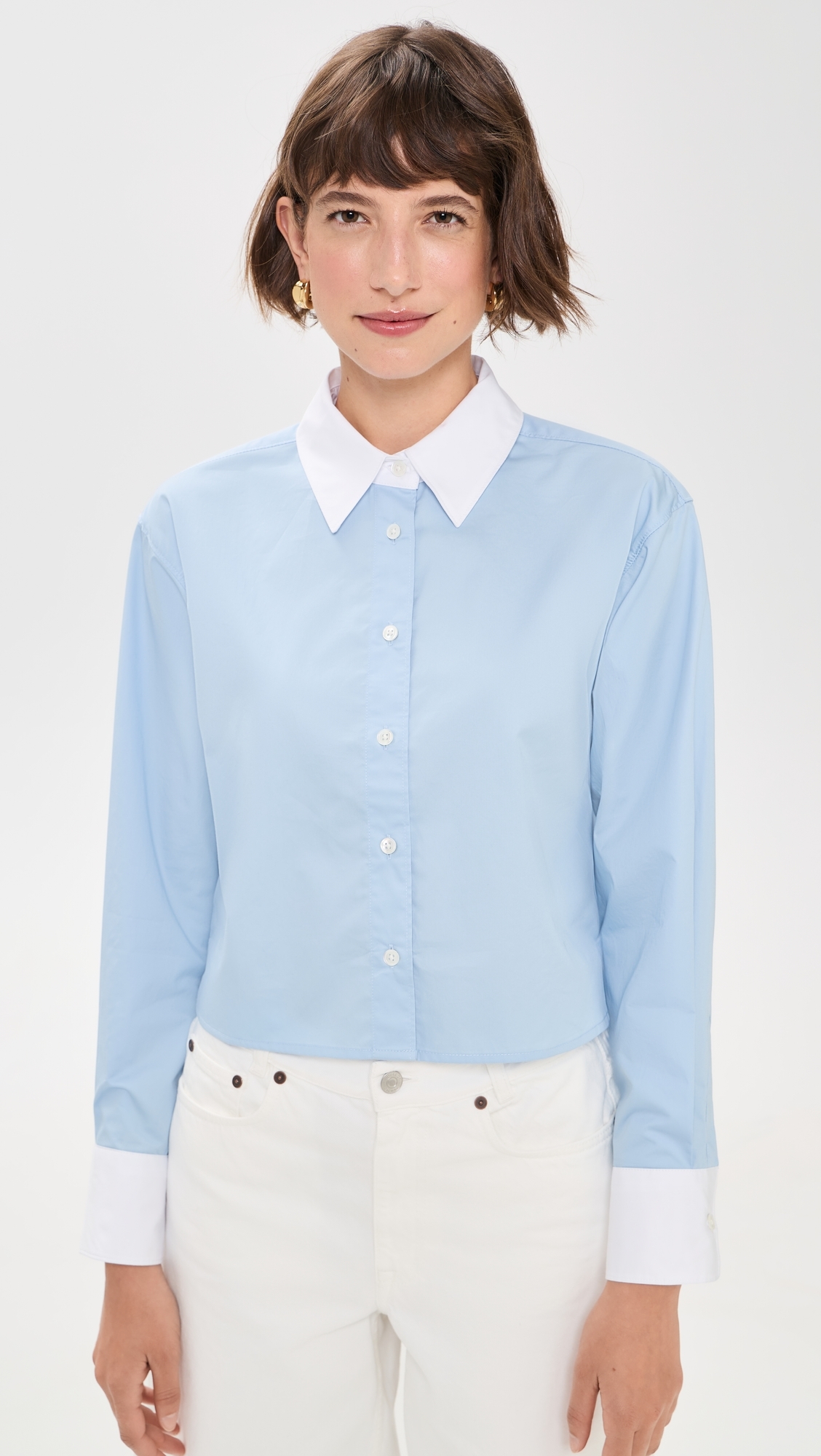 The Cropped Everything Shirt in French Blue French Blue