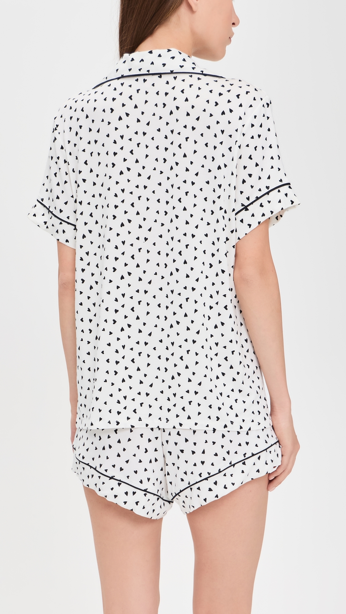 Gisele Printed Short Pajama Set Heart To Heart Black/Black
