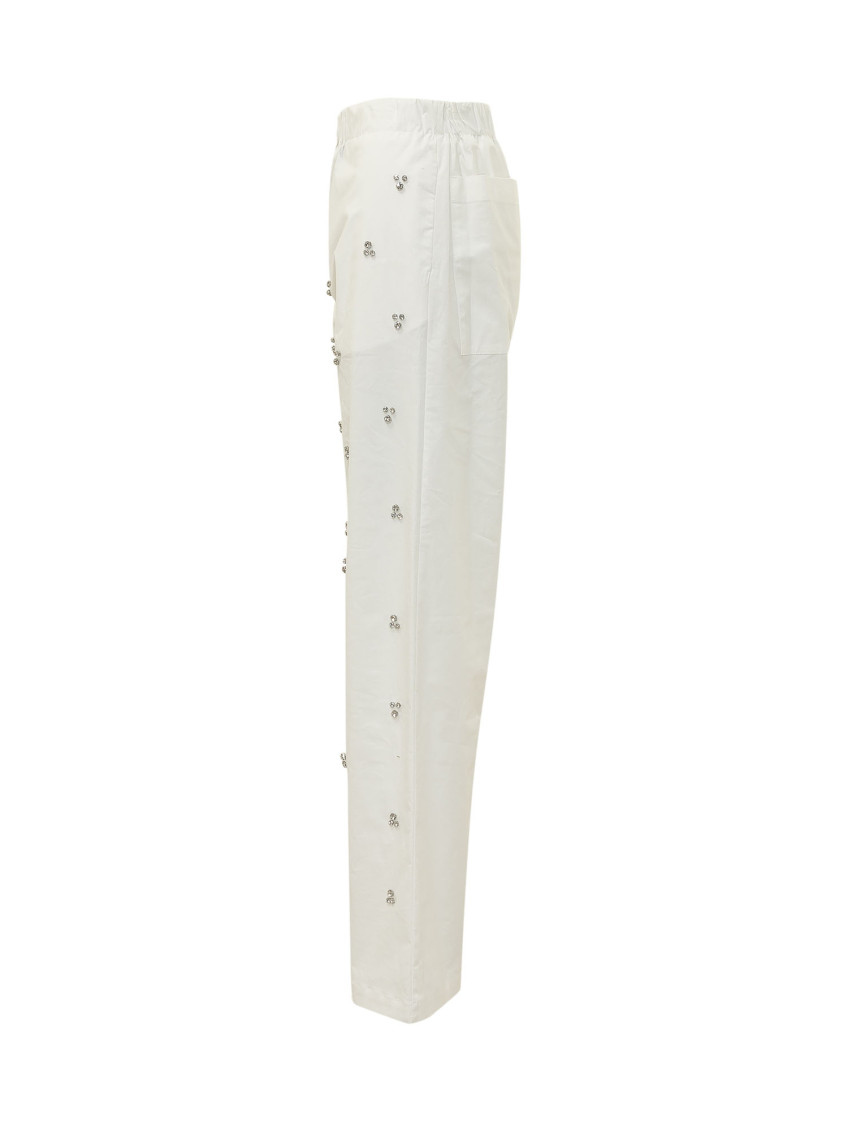 White Straight Drawstring Pants