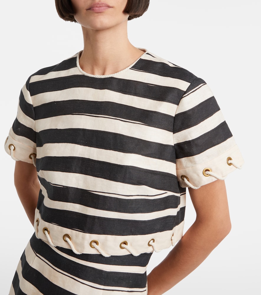 Rebellion striped linen crop top