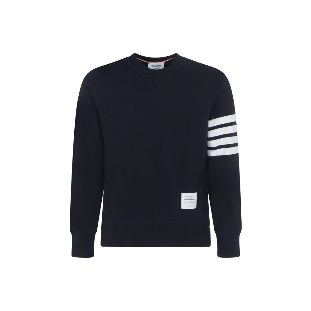Striped Cotton Sweatshirt — Navy