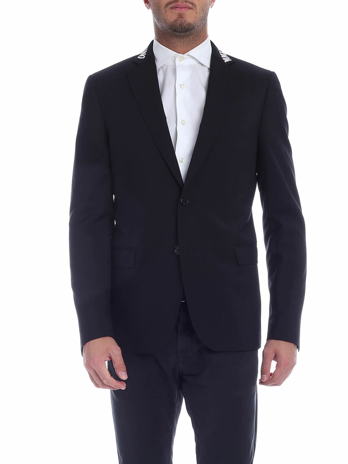 Black jacket with logo on the lapels