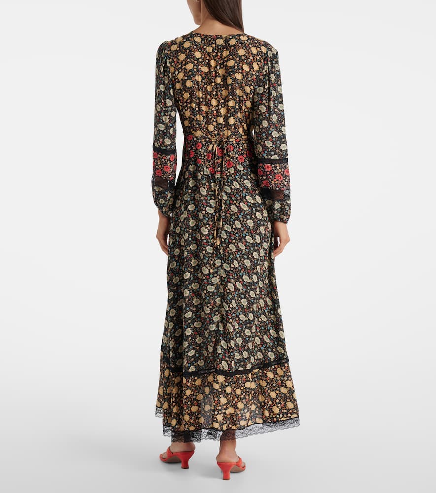 Raven printed crêpe de chine midi dress