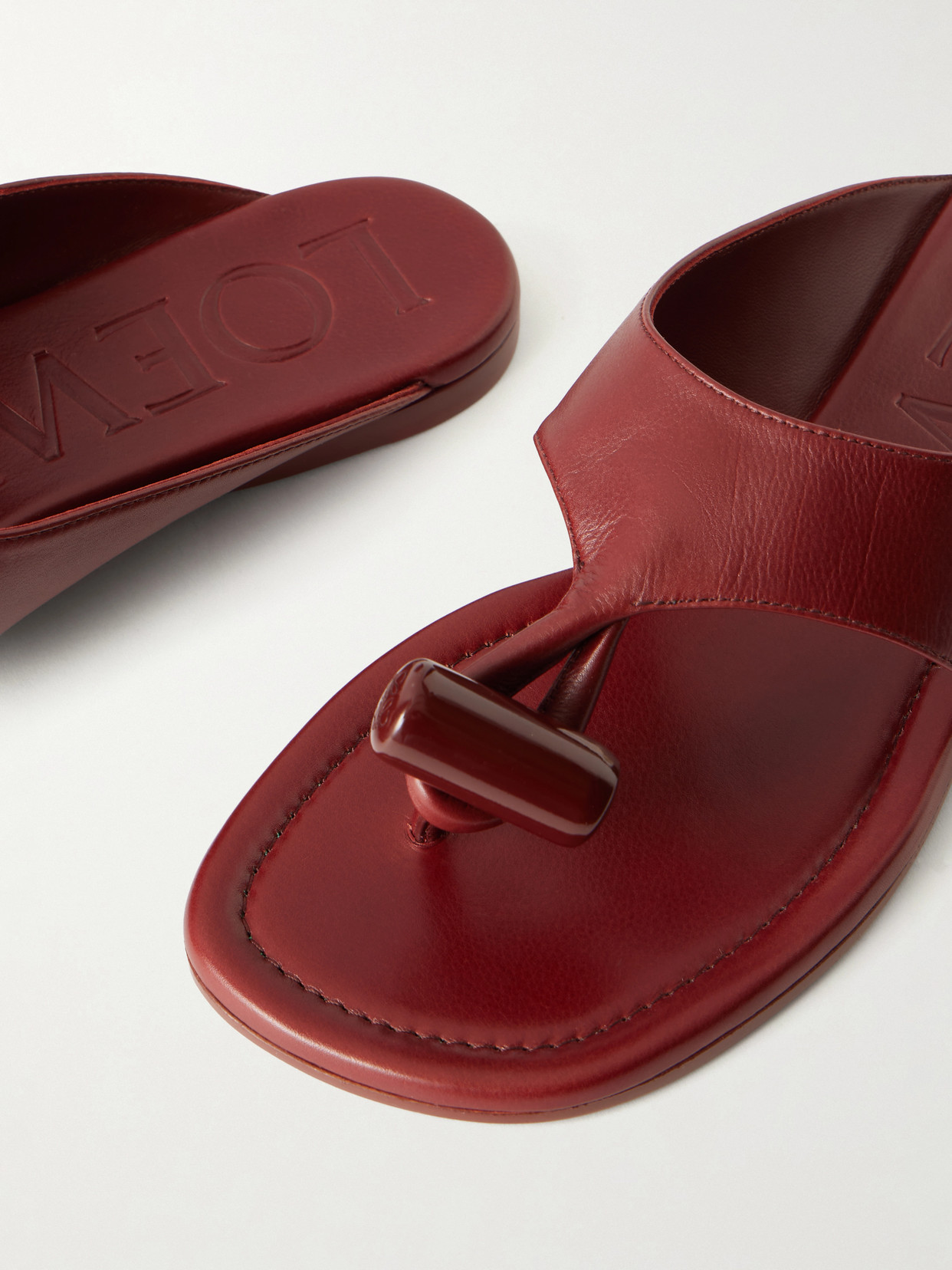 Toggle Leather Slides - Red