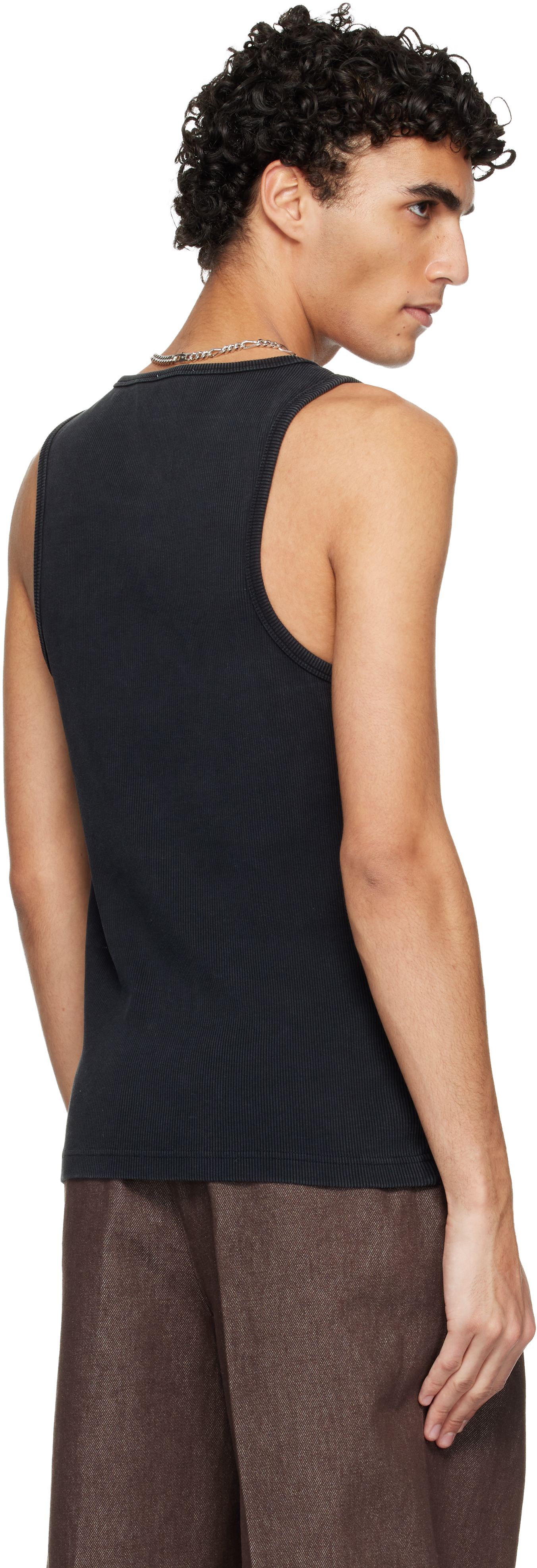Black Faded Ribbed Tank Top