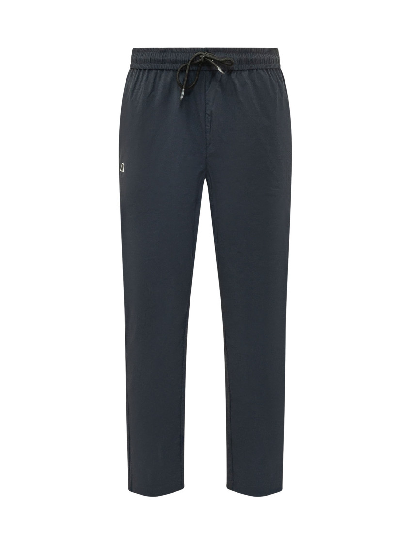 Dark Blue Straight Drawstring Pants