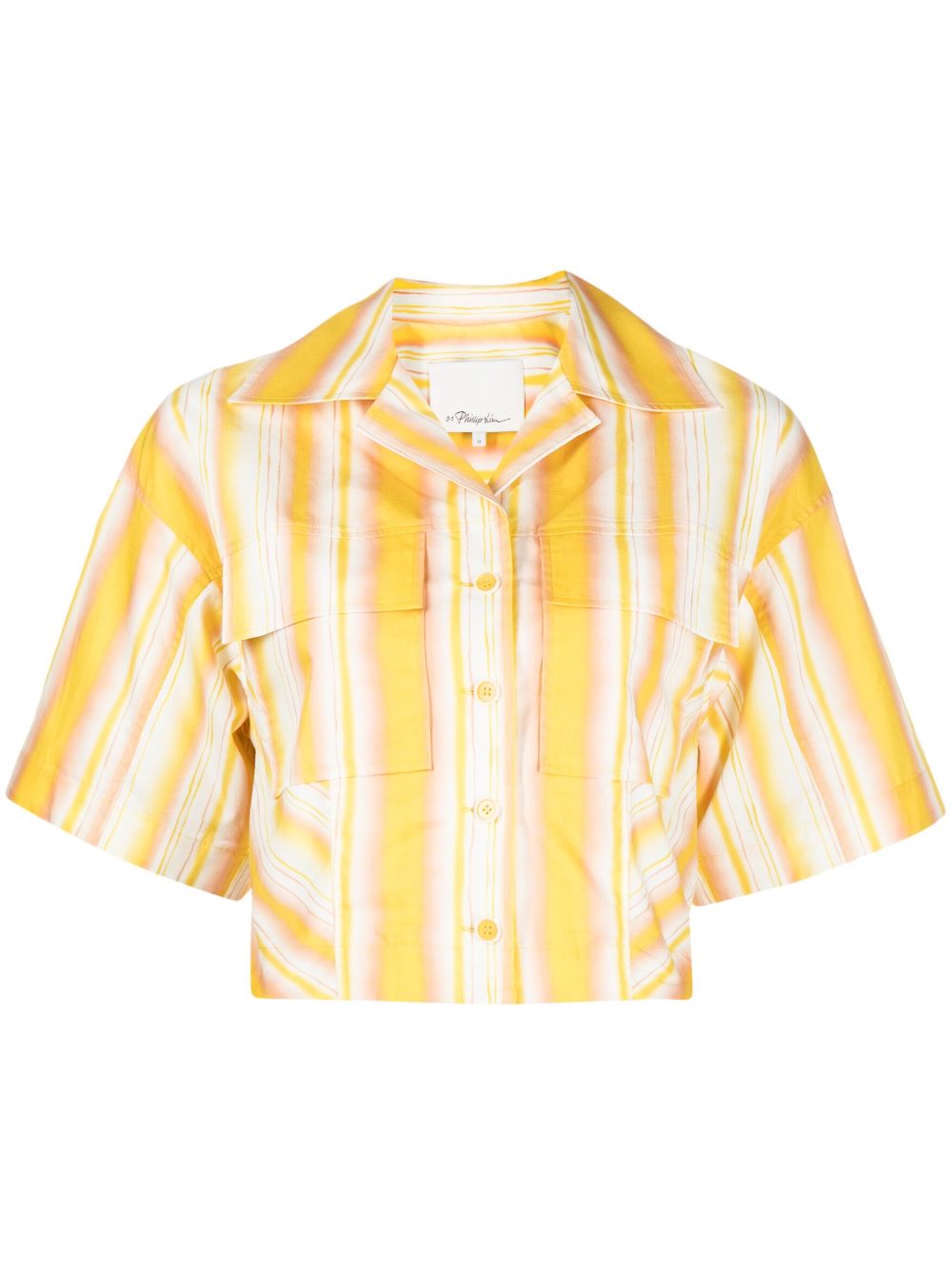 Striped cropped cotton shirt - Yellow