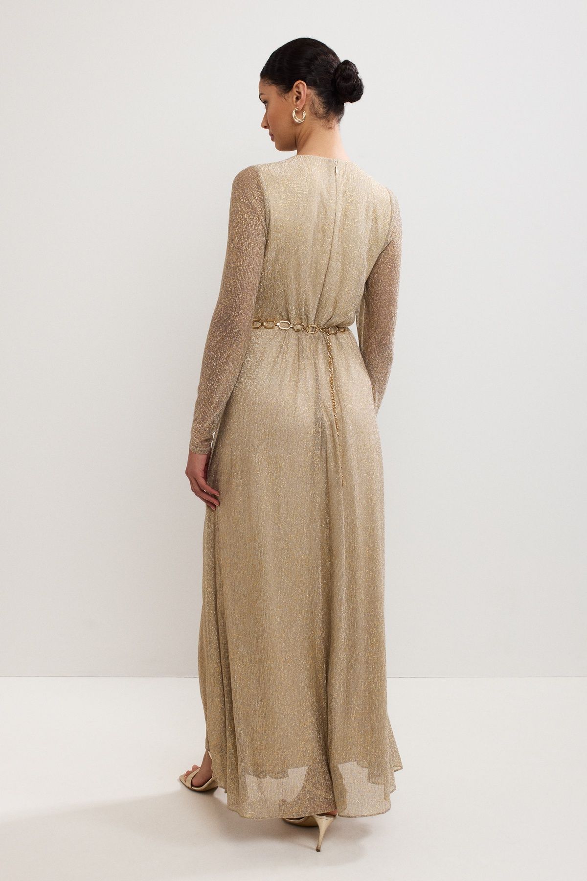 Phase Eight Women's Masie Metallic Jersey Maxi Dress in Metallic Gold