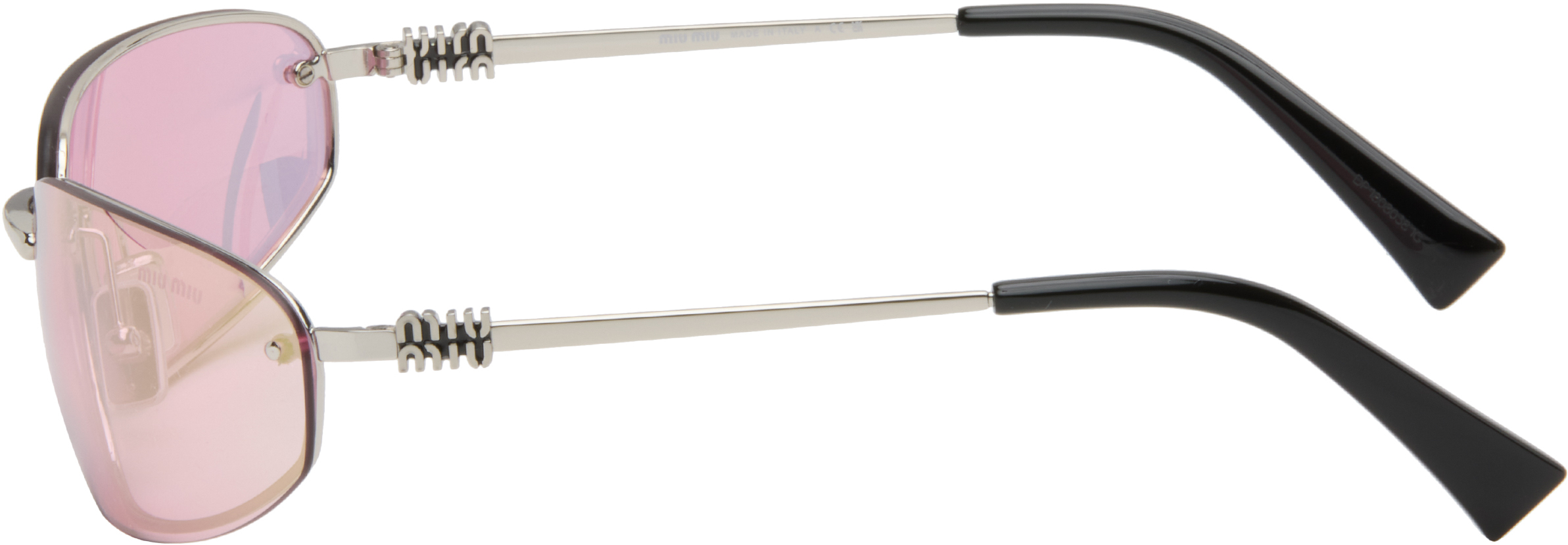 Pink Rimless Metal Oval Sunglasses