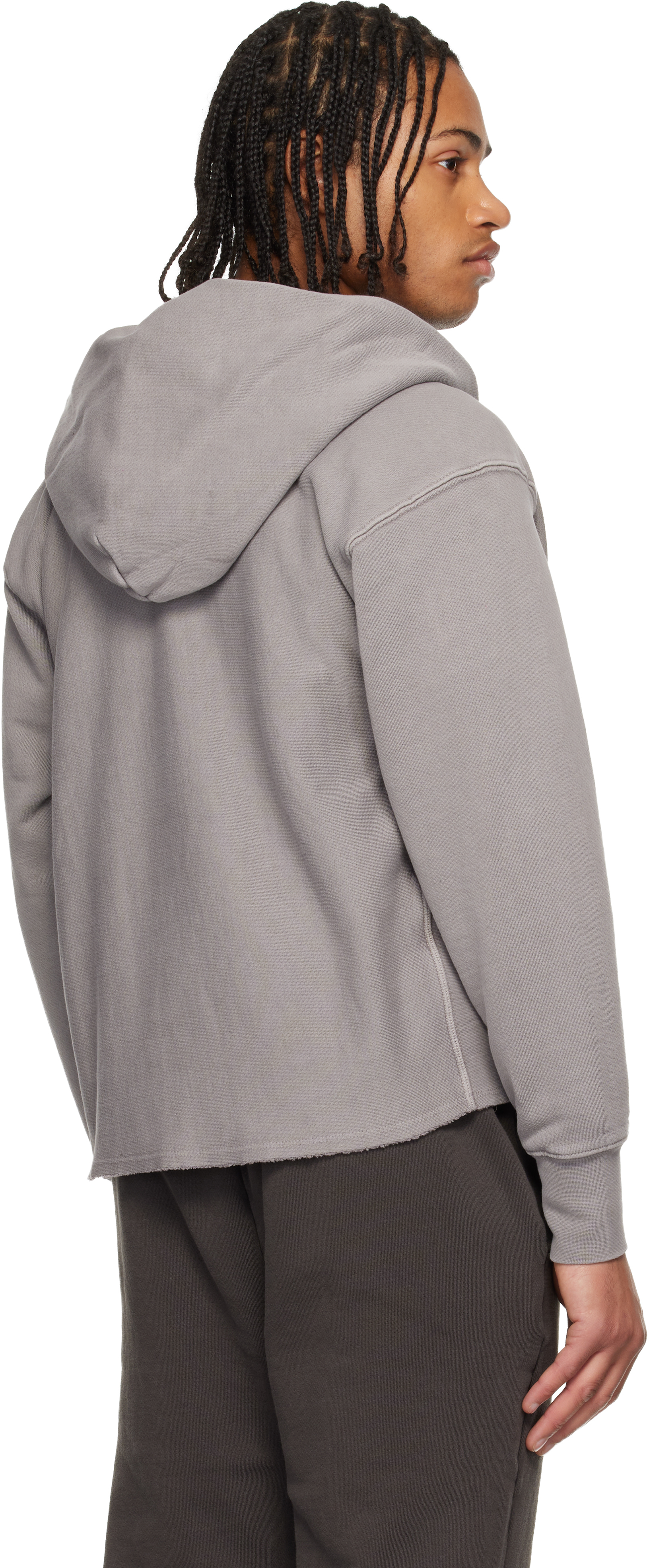 Gray Heavyweight Raw Cropped Hoodie