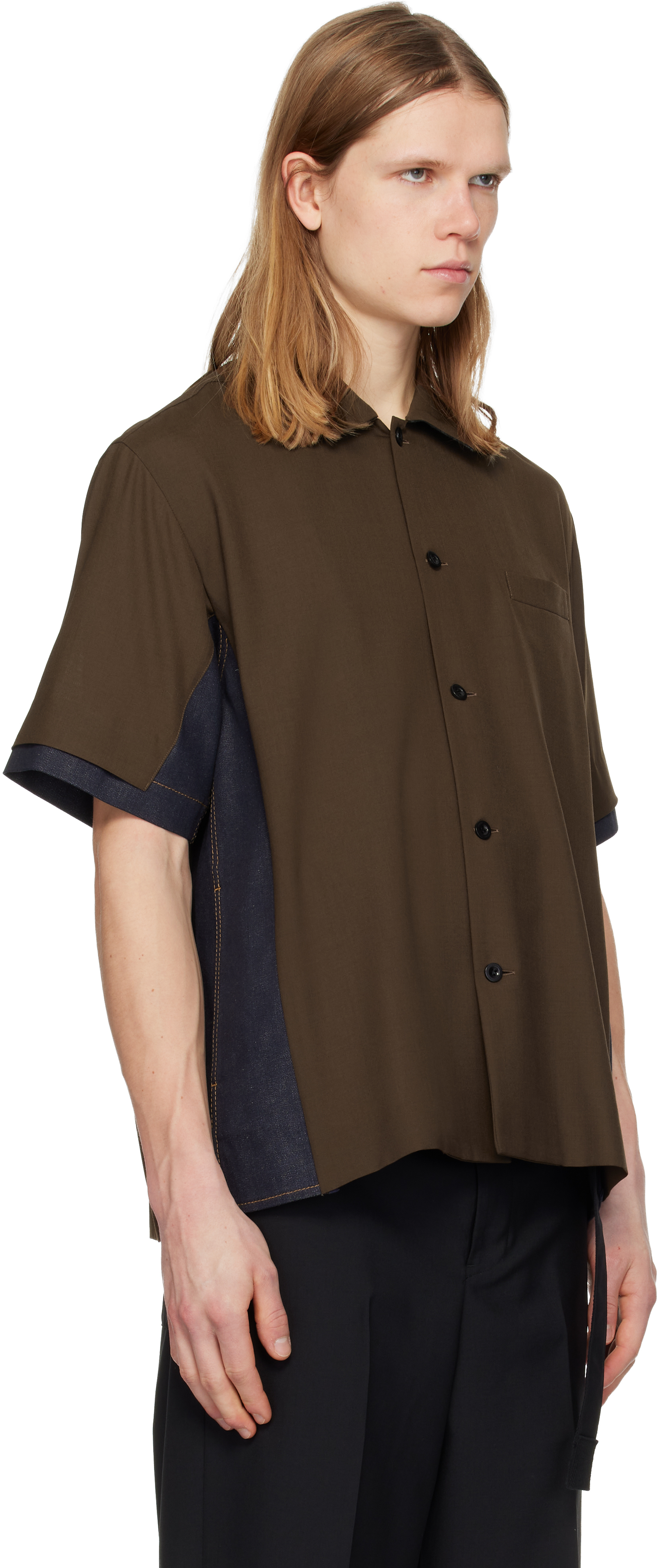 Brown & Blue Suiting Denim Shirt