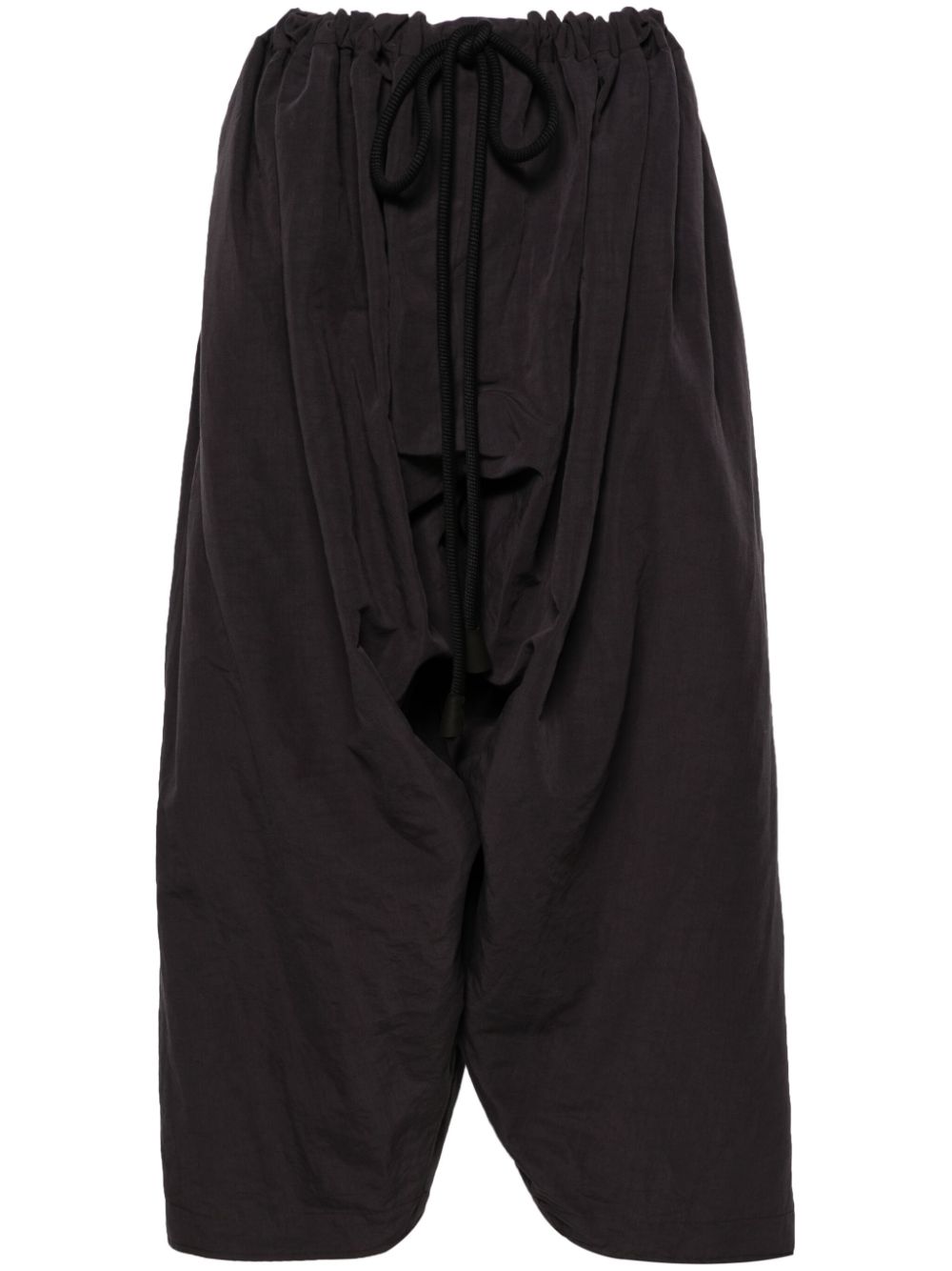Drawstring-waist cropped trousers - Grey