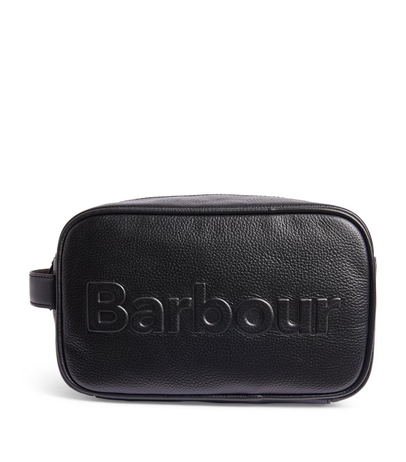 Leather Debossed Logo Wash Bag