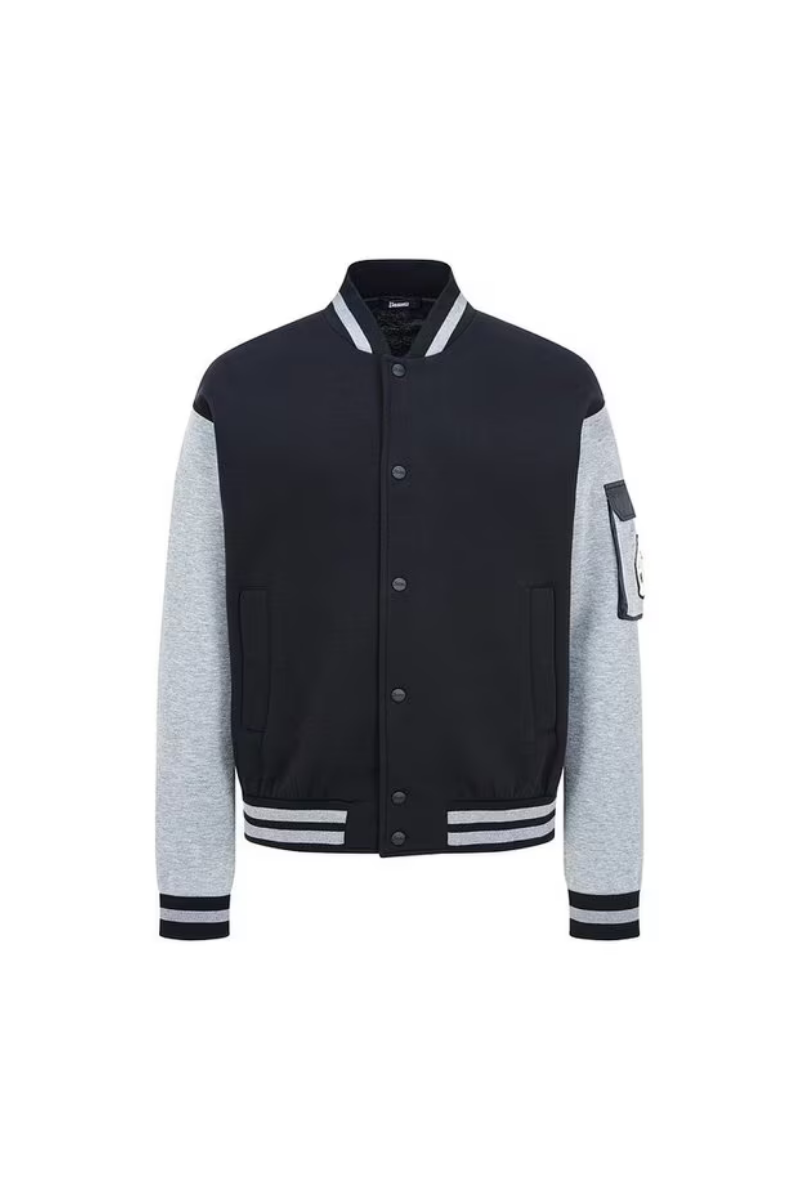 Wool-Blend Varsity Jacket — Black
