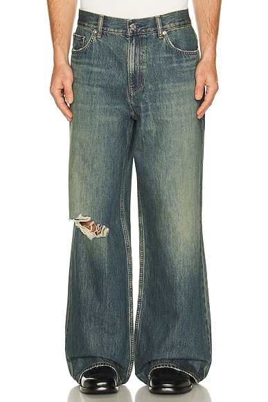 Helmut Lang Destroyed Denim in Tinted Vintage Blue. 30 also
