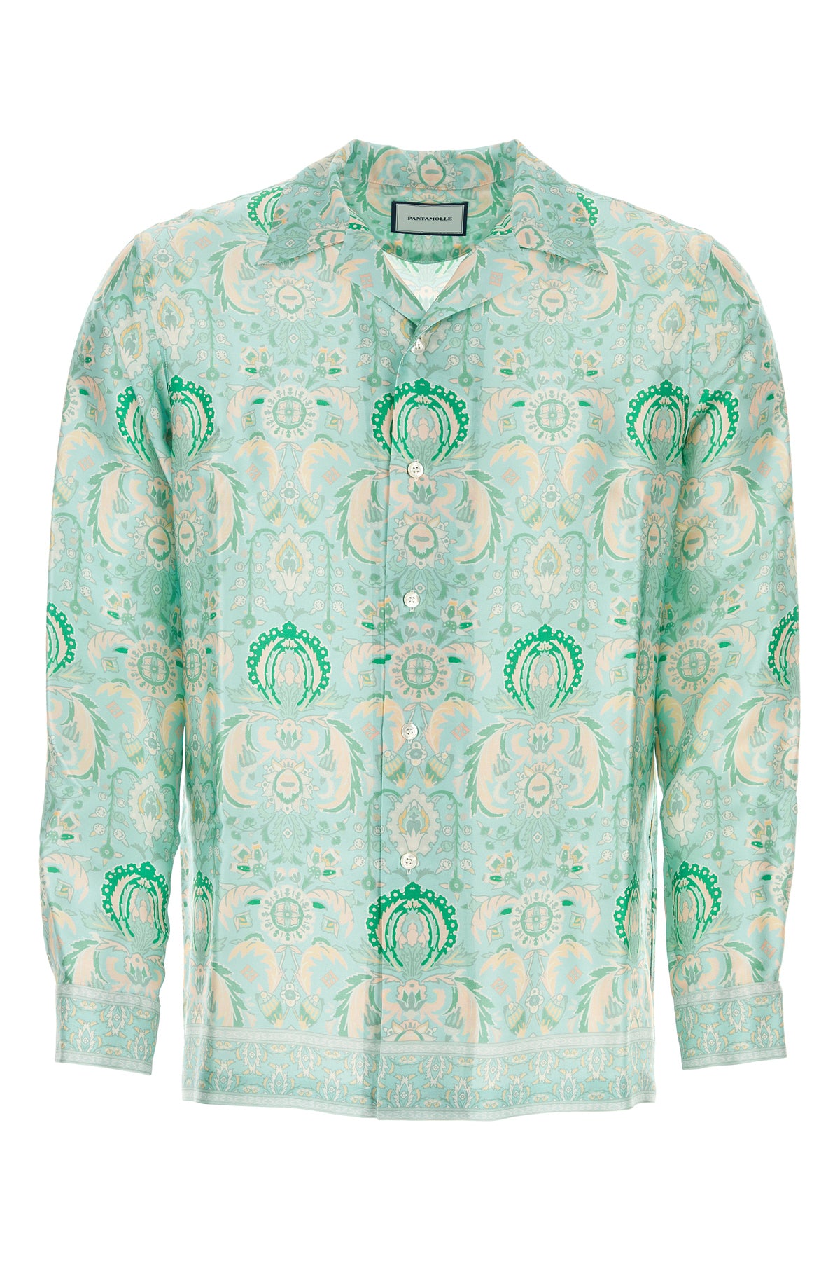 PANTAMOLLE Printed satin Pergamen Faket shirt