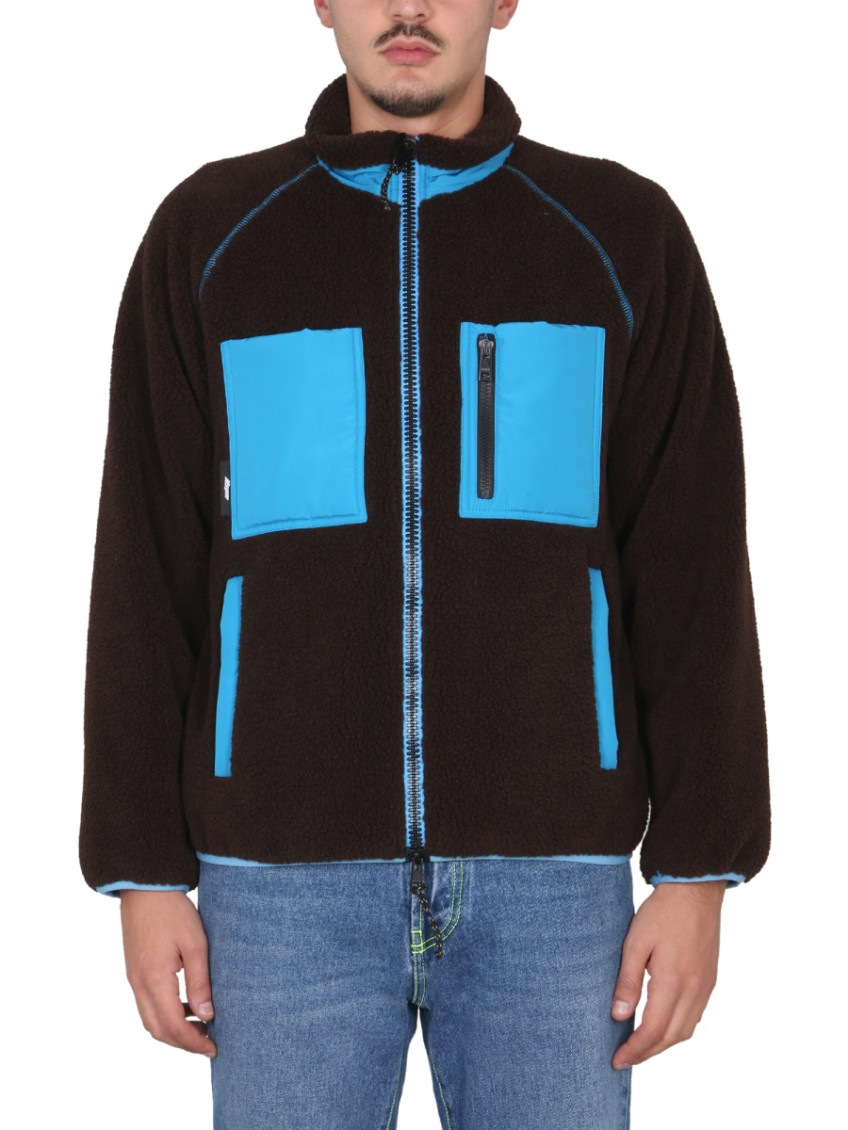 Logo-patch fleece jacket