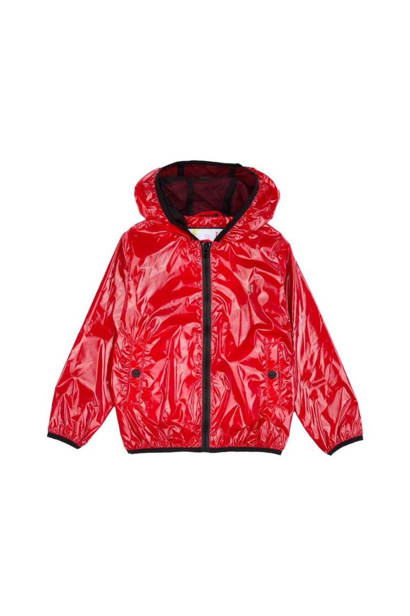 Hooded Nylon Down Jacket — Red