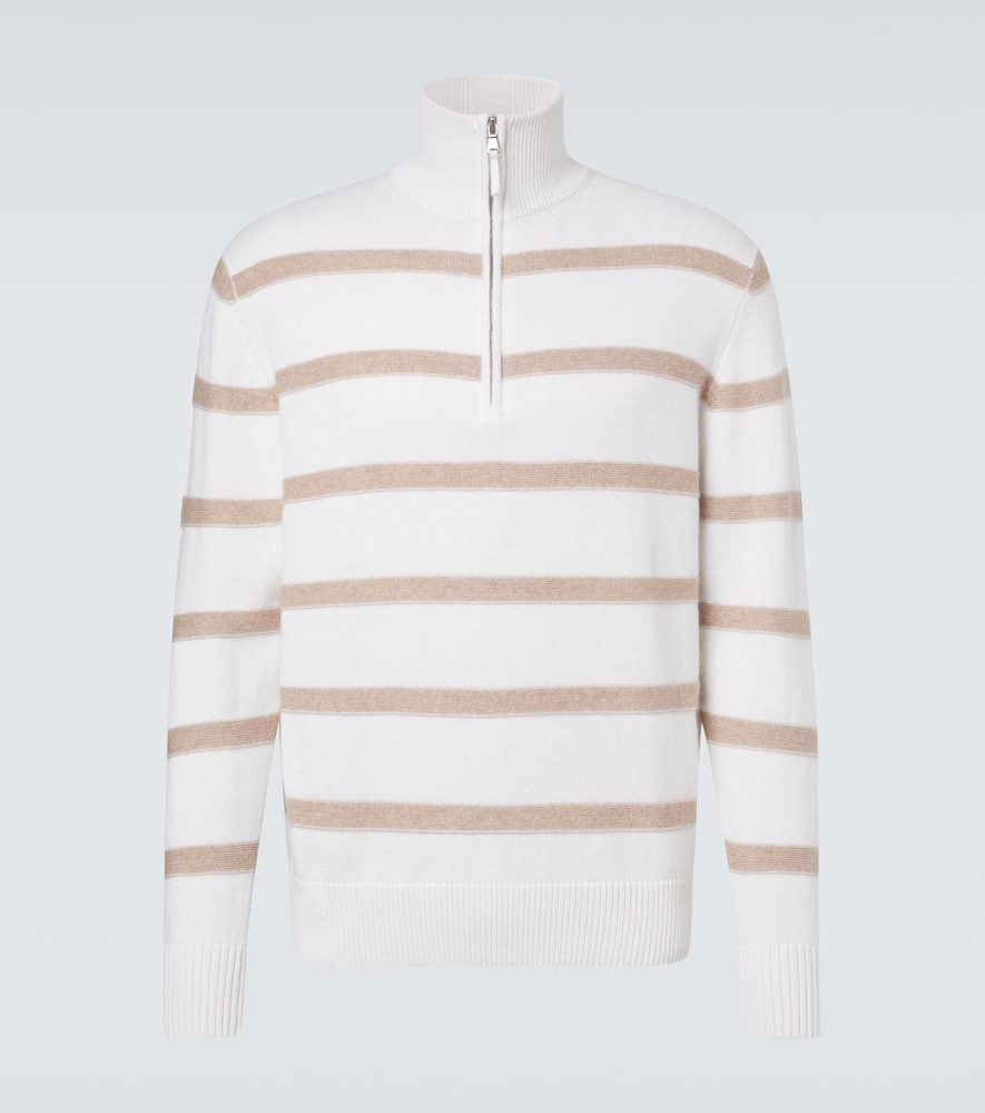 Striped cotton and cashmere sweater
