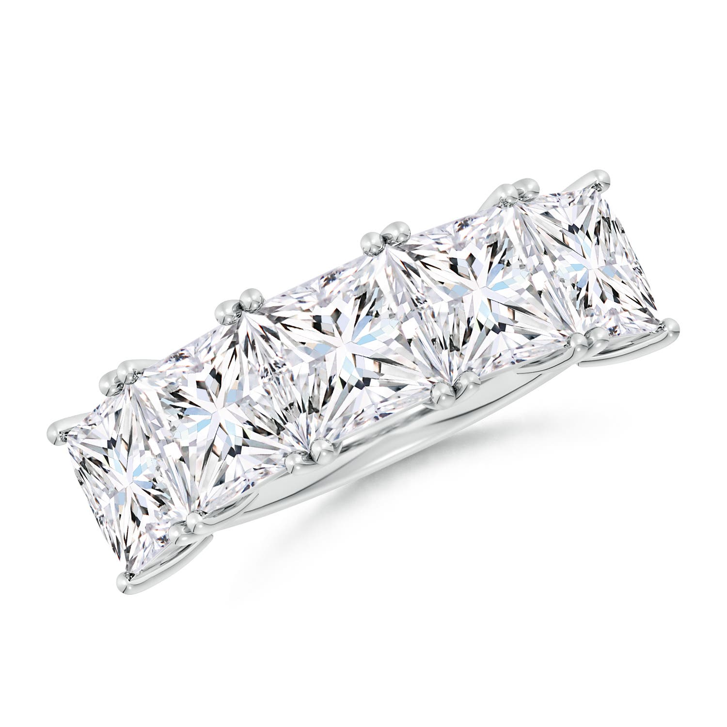 Angara 8.5 CTW Lab-Grown Princess-Cut Diamond Five Stone Classic Anniversary Ring in Platinum