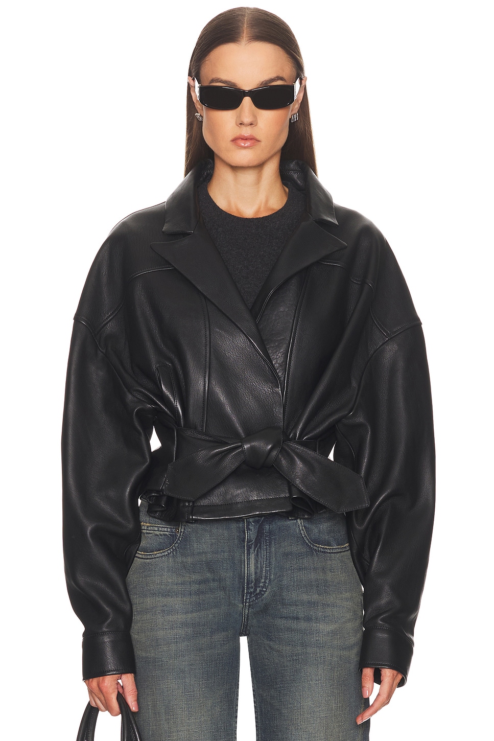 EZR Box Tux Leather Jacket in Black - Black. XS also in