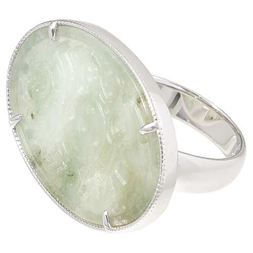 East-West Oval Carved Jade Ring