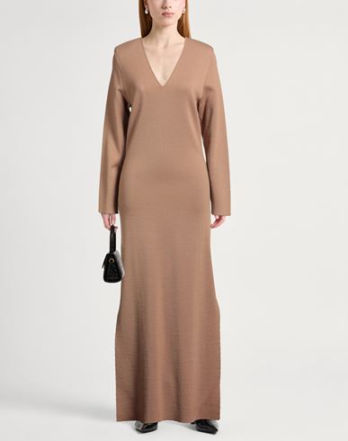Woman Maxi dress Camel Size S Wool, Acrylic, Polyester