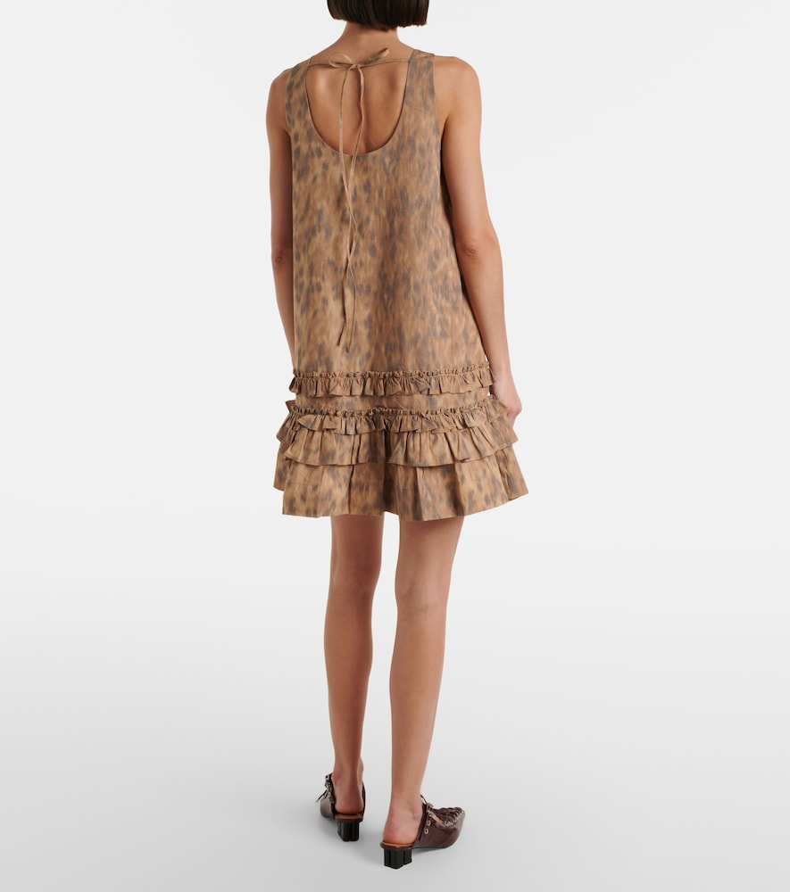 Ruffled printed cotton minidress