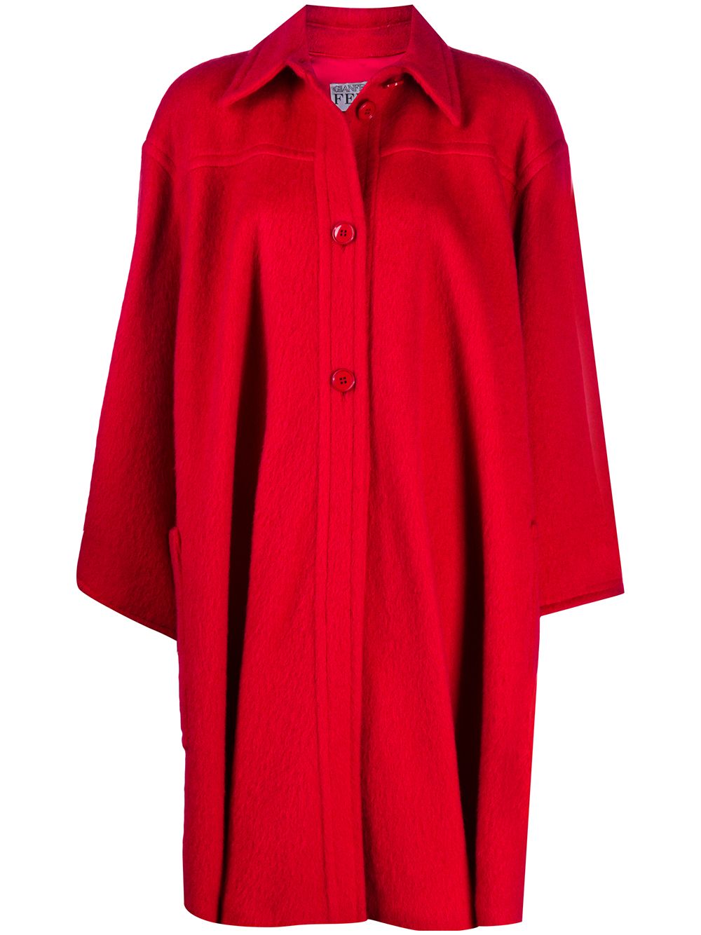 1980s wool cape coat - Red