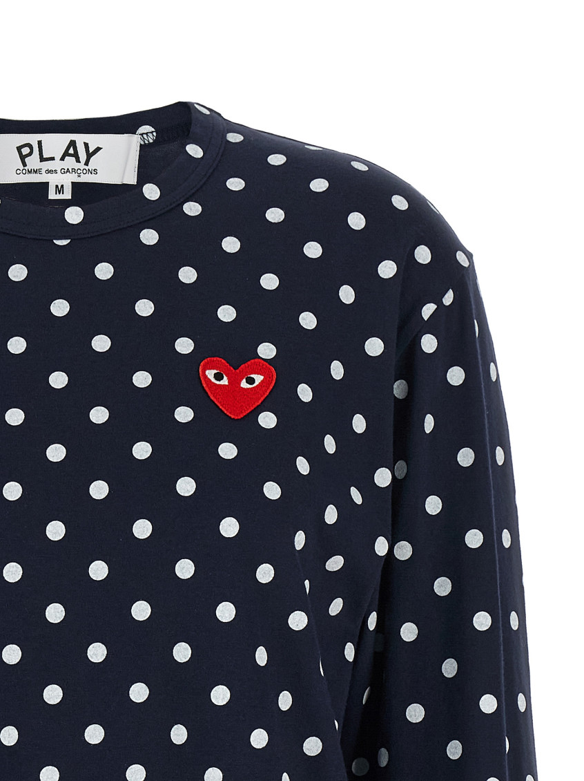 Blue Polka Dot Crew Neck T-Shirt