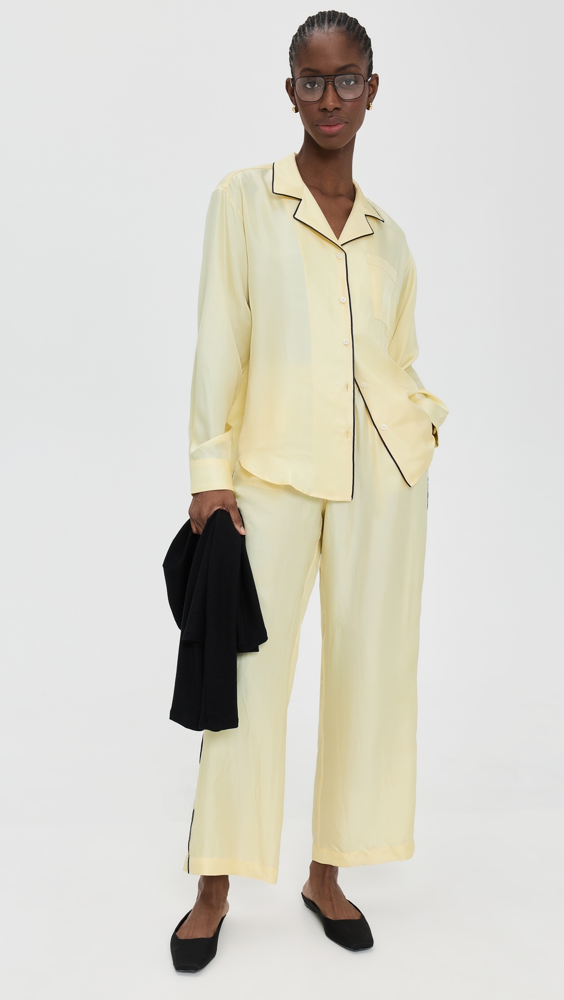 Notched Collar Shirt Butter/Black