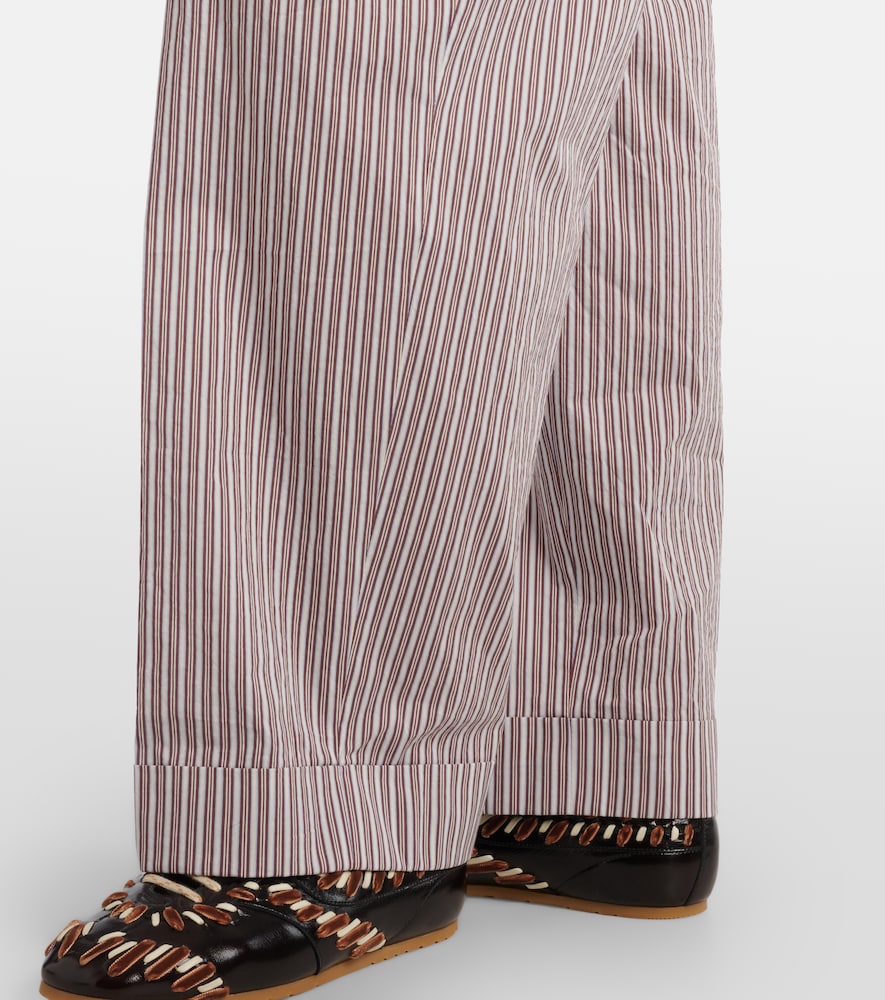 Striped cotton and silk pants