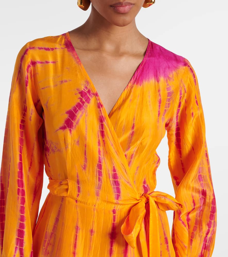 Tie-dye silk wrap dress