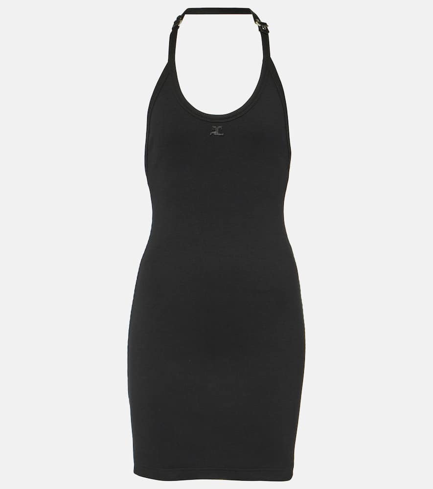 Courrèges Ribbed-knit cotton-blend jersey minidress