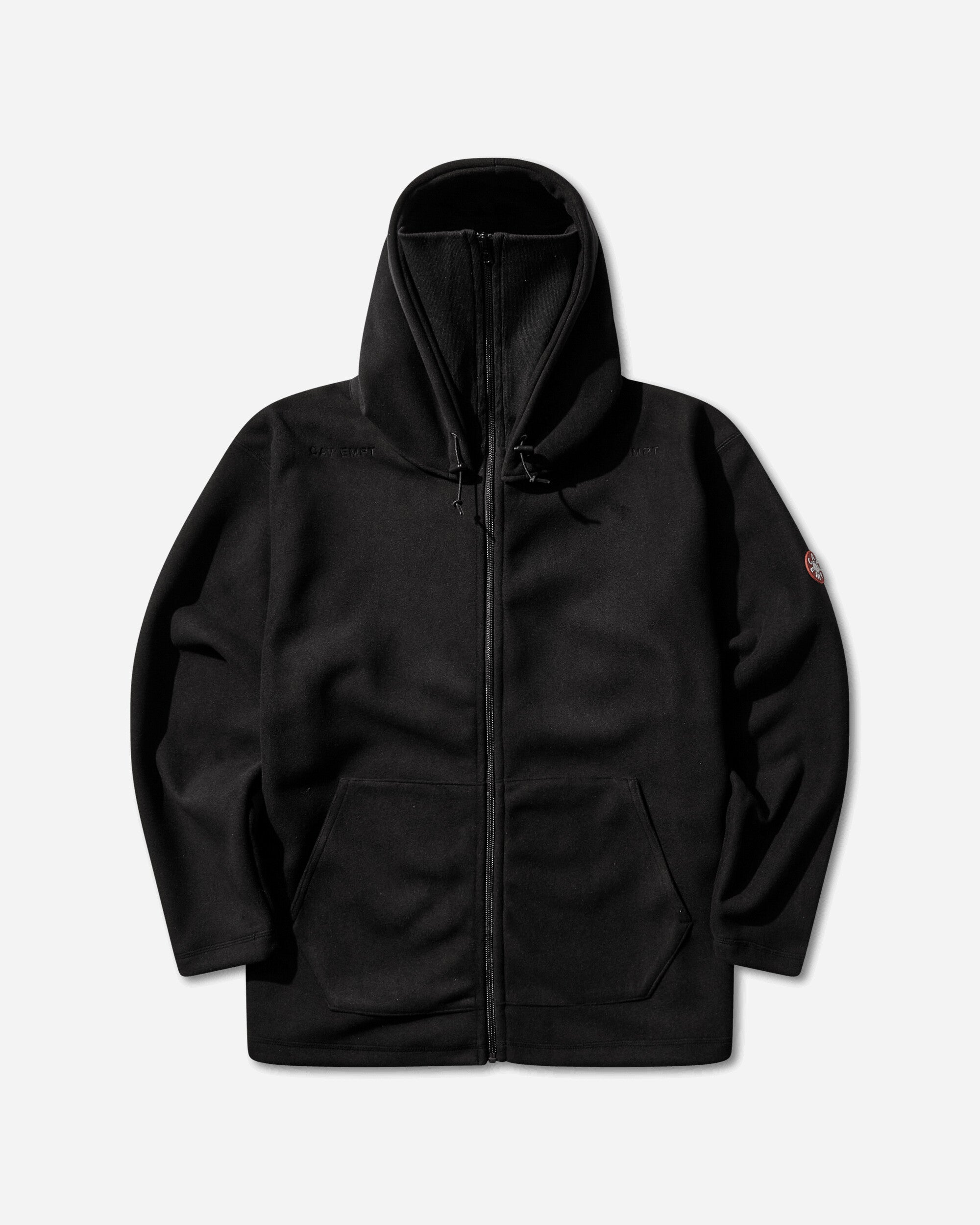 Men s Attached Hood Zip Up Fleece Jacket Black