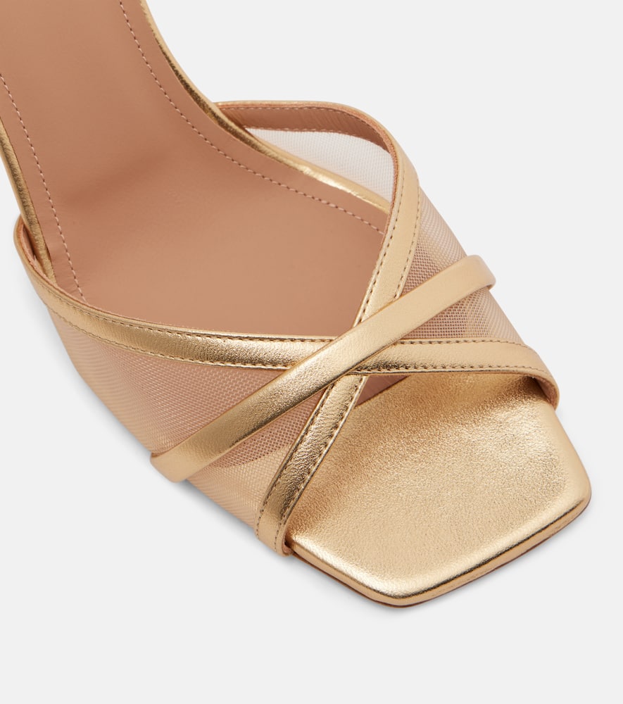 Perla 70 leather and mesh mules