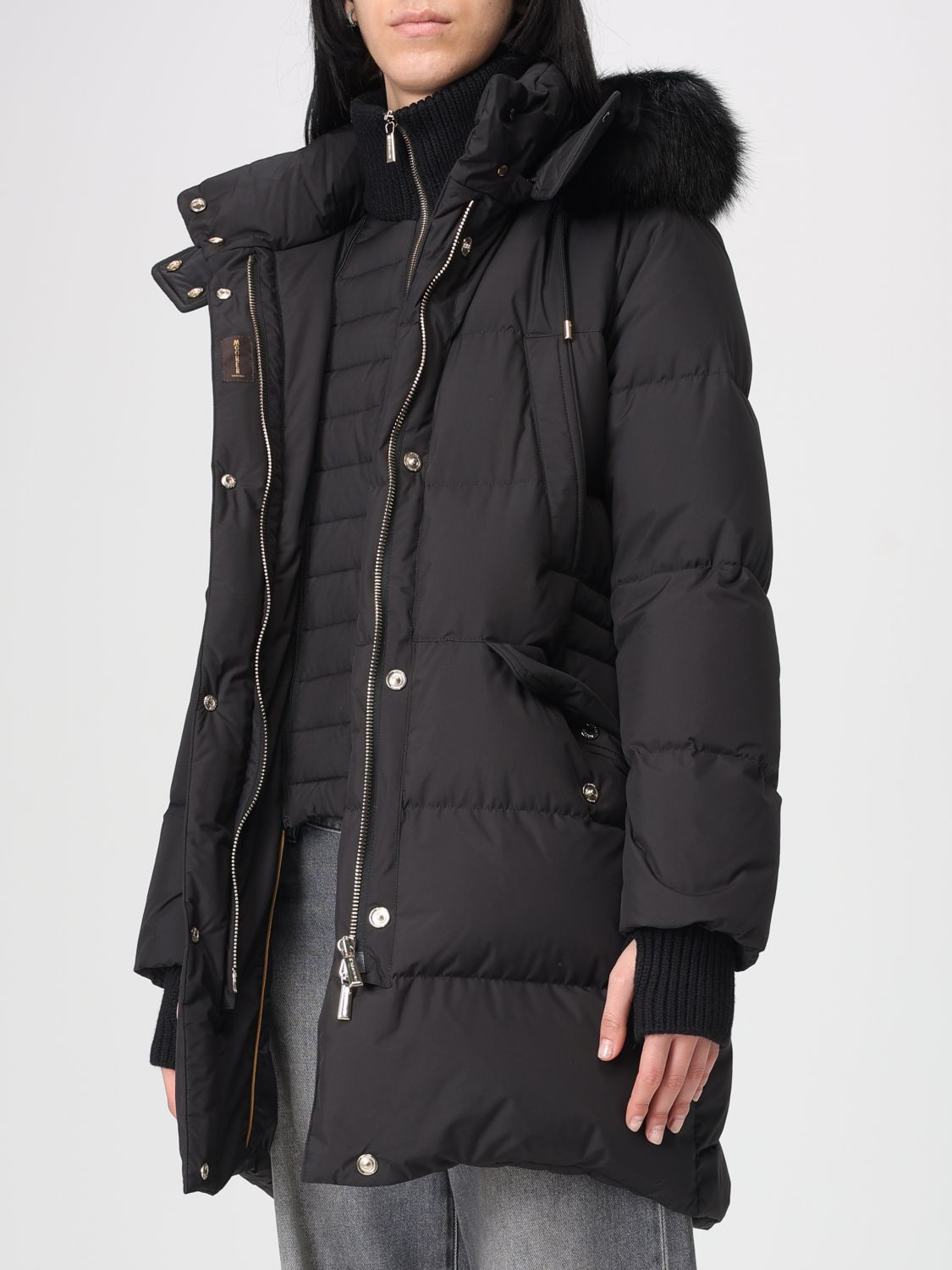 Quilted hooded down coat - White