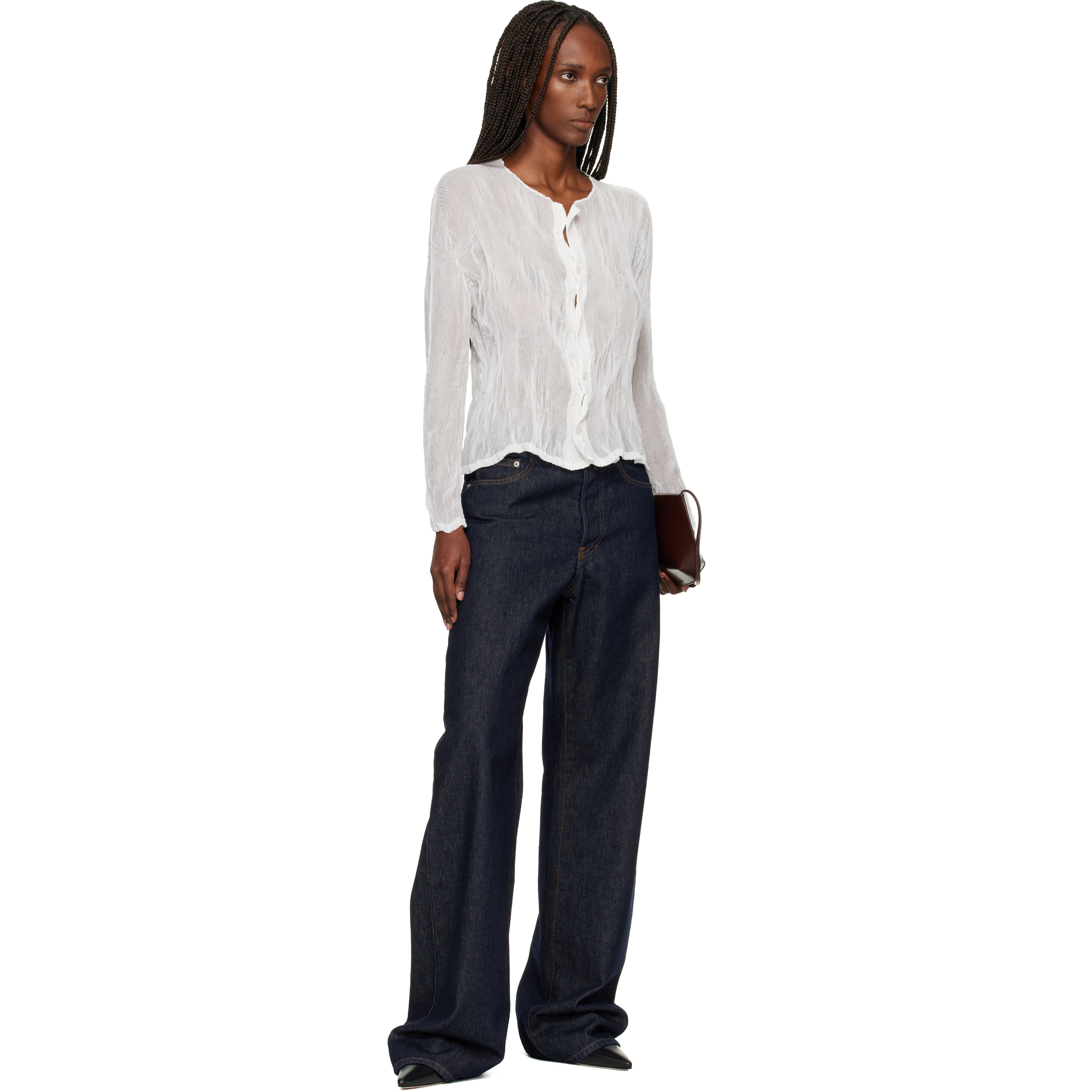 White Chiffon Twist Cardigan
