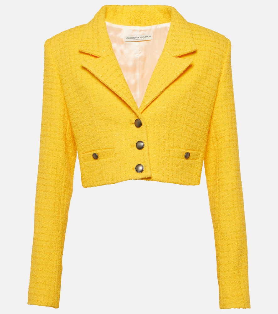 Cropped bouclé tweed blazer