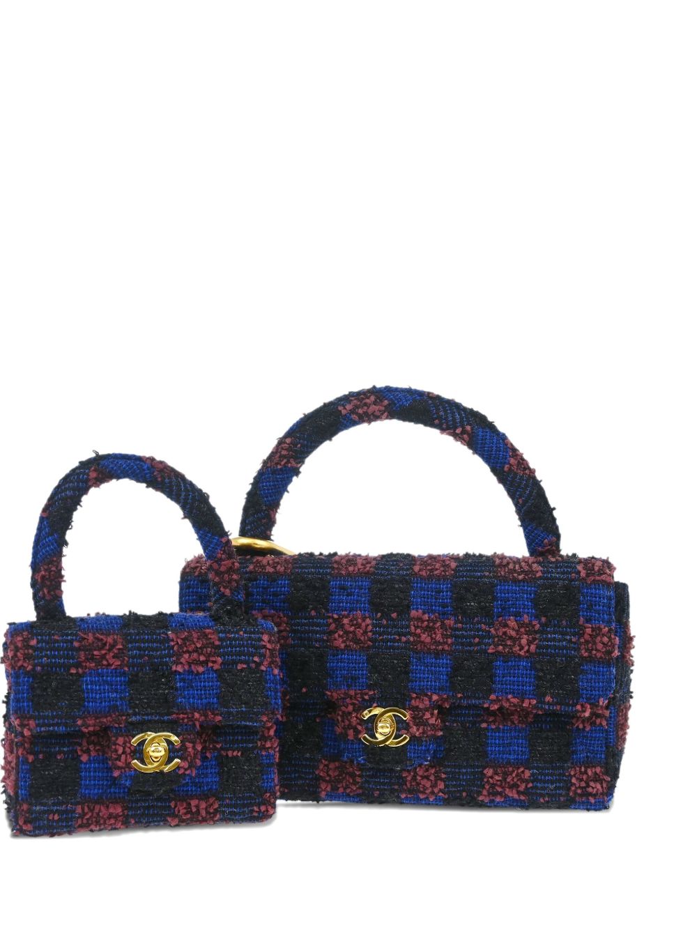 CHANEL Pre-Owned 1992 Tweed Classic Flap two-in-one handbag set - Blue