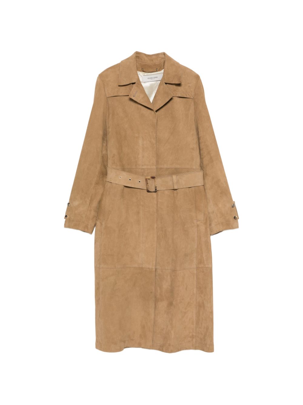 Suede leather trench coat