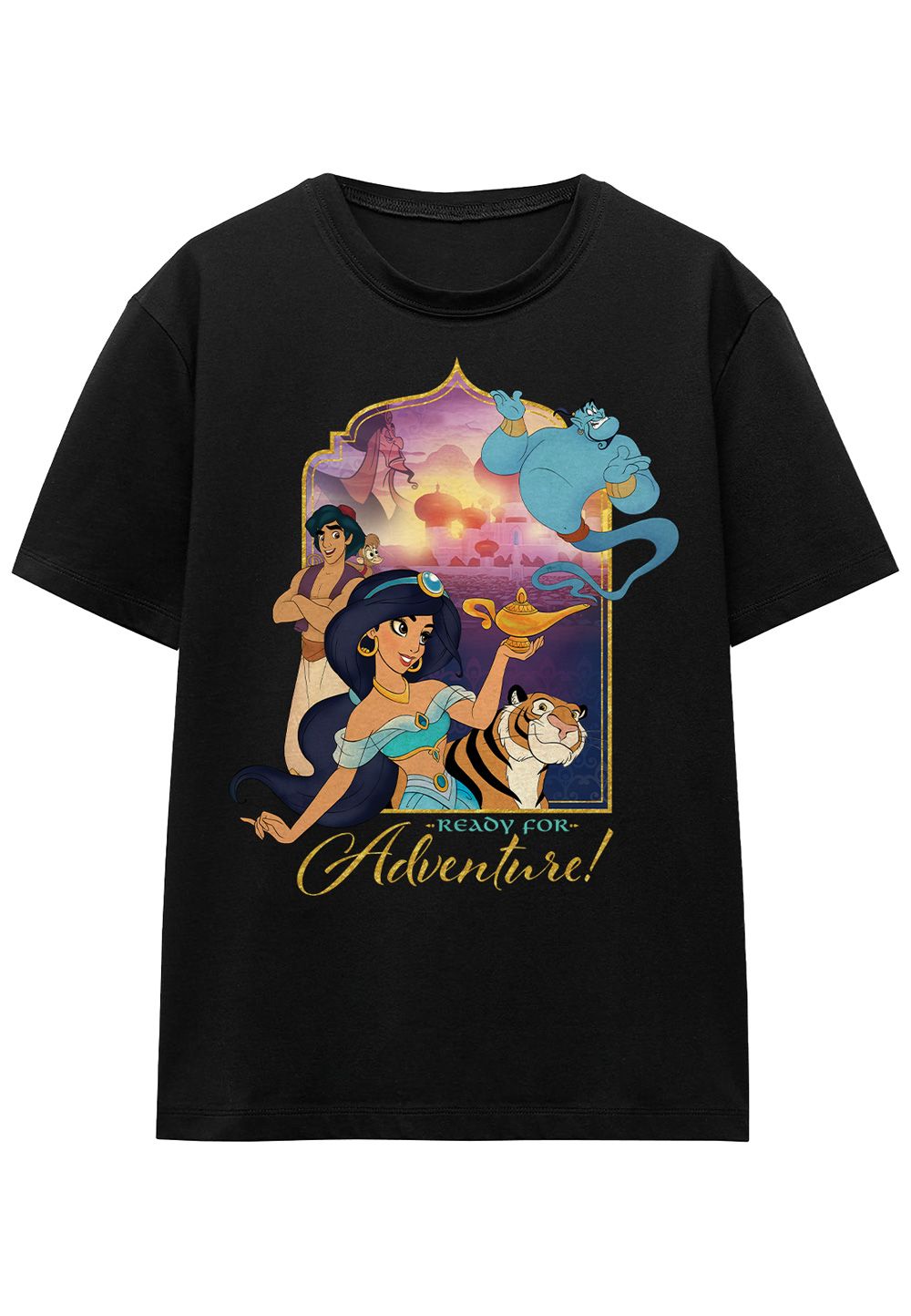 Aladdin Jasmine, Abu, Rajah, Genie Are Ready For Adventure T-Shirt, Black