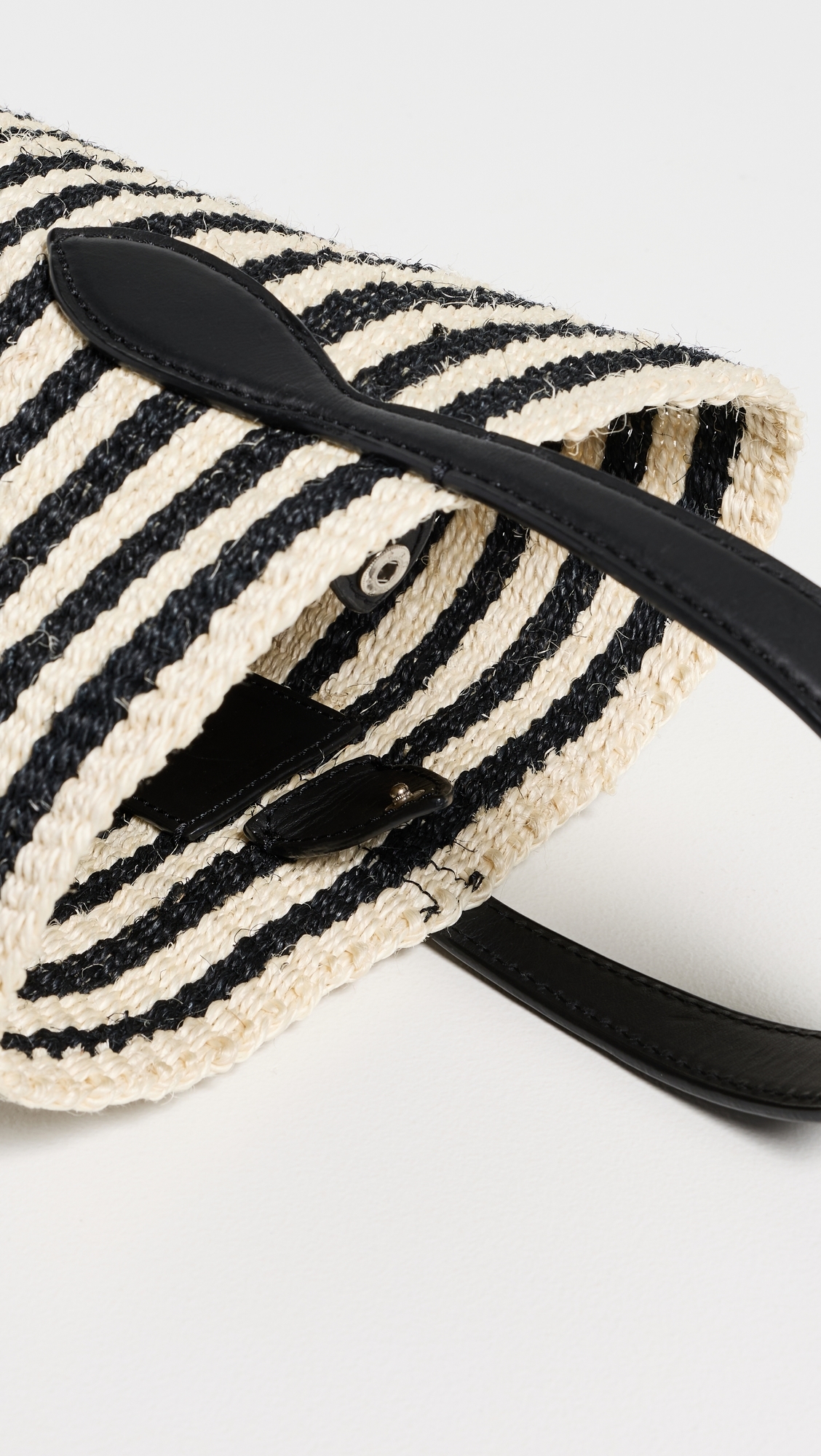 Single Handle Basket Tote Black/Cream Stripe One Size