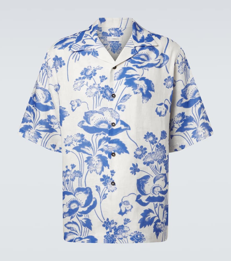 Floral linen bowling shirt